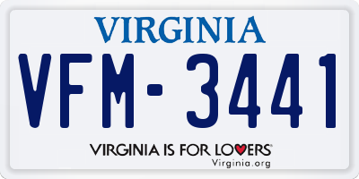 VA license plate VFM3441