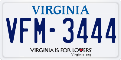 VA license plate VFM3444
