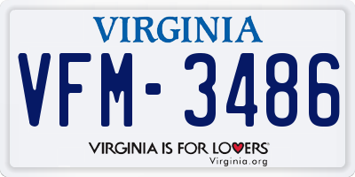 VA license plate VFM3486
