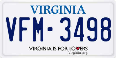 VA license plate VFM3498