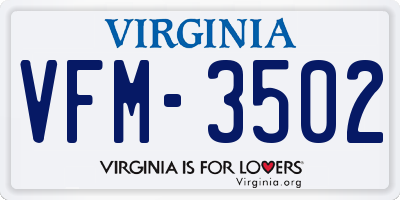 VA license plate VFM3502