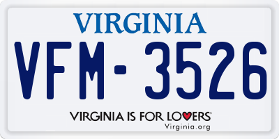 VA license plate VFM3526