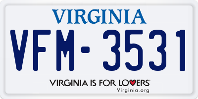 VA license plate VFM3531