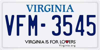 VA license plate VFM3545