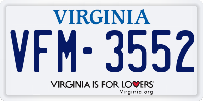 VA license plate VFM3552