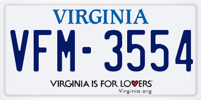 VA license plate VFM3554