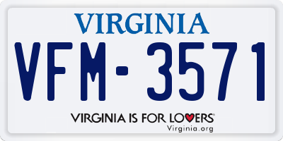 VA license plate VFM3571