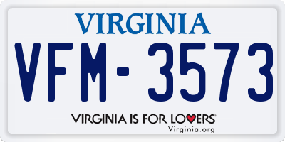 VA license plate VFM3573