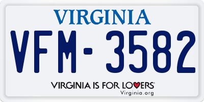 VA license plate VFM3582