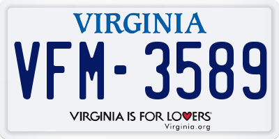 VA license plate VFM3589