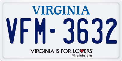 VA license plate VFM3632