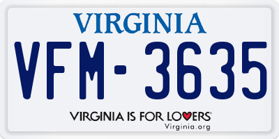 VA license plate VFM3635