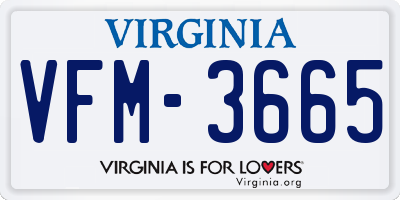 VA license plate VFM3665