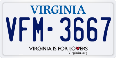 VA license plate VFM3667