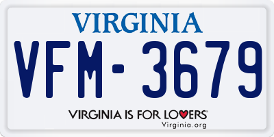VA license plate VFM3679