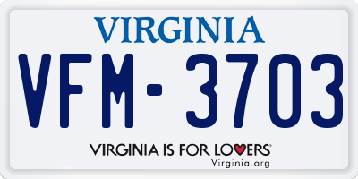 VA license plate VFM3703