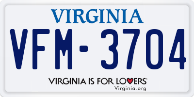 VA license plate VFM3704