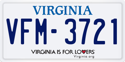 VA license plate VFM3721