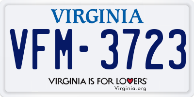 VA license plate VFM3723
