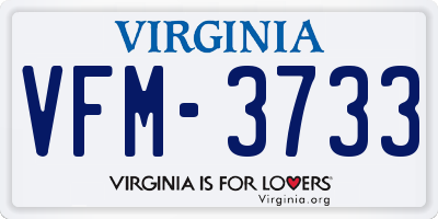 VA license plate VFM3733