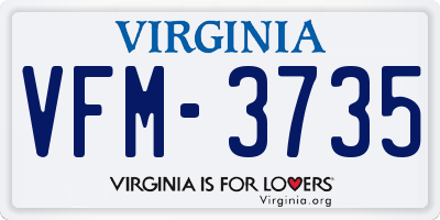 VA license plate VFM3735