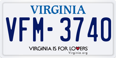 VA license plate VFM3740