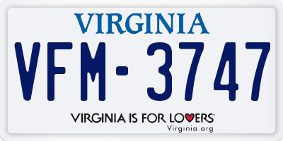 VA license plate VFM3747