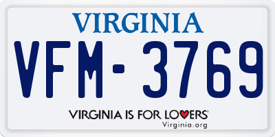 VA license plate VFM3769