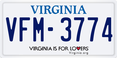 VA license plate VFM3774