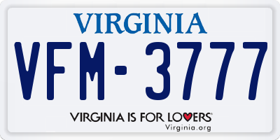 VA license plate VFM3777
