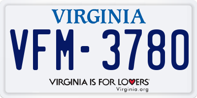 VA license plate VFM3780