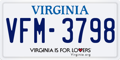 VA license plate VFM3798
