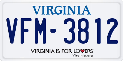 VA license plate VFM3812