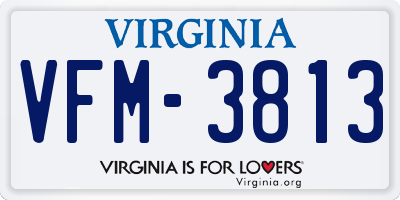 VA license plate VFM3813