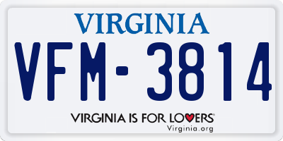 VA license plate VFM3814