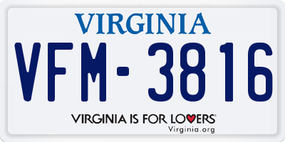 VA license plate VFM3816