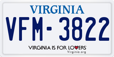 VA license plate VFM3822