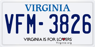 VA license plate VFM3826