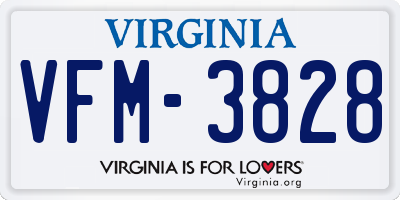 VA license plate VFM3828