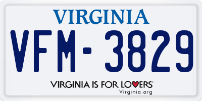 VA license plate VFM3829
