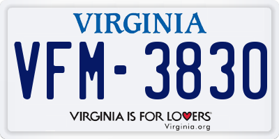 VA license plate VFM3830