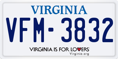 VA license plate VFM3832