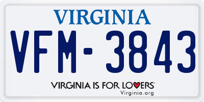 VA license plate VFM3843