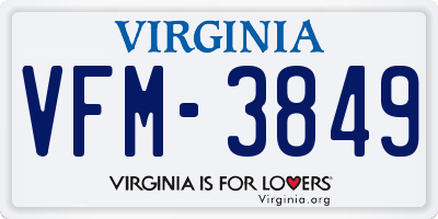 VA license plate VFM3849