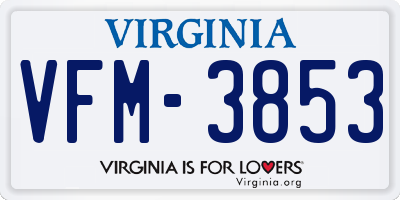 VA license plate VFM3853