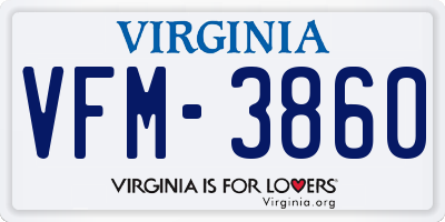 VA license plate VFM3860