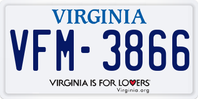 VA license plate VFM3866