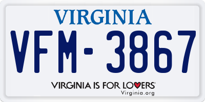 VA license plate VFM3867