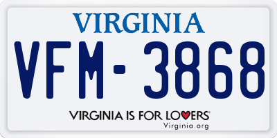 VA license plate VFM3868