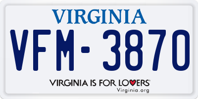 VA license plate VFM3870